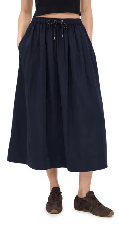 Veronica Beard Bates Gathered Taffeta Midi Skirt In Black