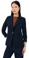 Veronica Beard Howard Single-breasted Belted Cotton Blazer In Blue