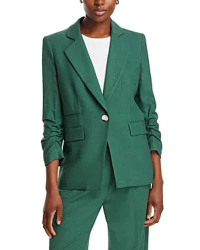 Veronica Beard Battista Dickey Ruched Sleeve Jacket In Forest