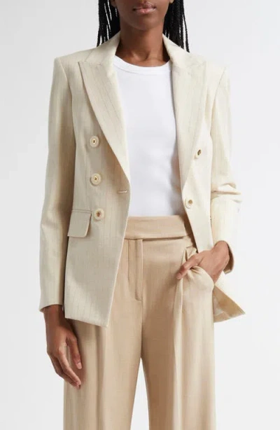 Veronica Beard Battista Metallic Pinstripe Jacket In Stone Khaki