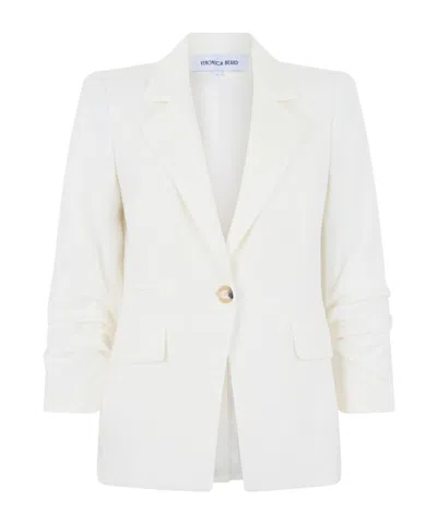 Veronica Beard Battista Ruched-sleeve Blazer In White