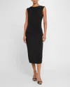 Veronica Beard Baxter Ruched Midi Dress In Black