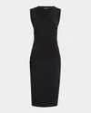 Veronica Beard Baxter Ruched Midi Dress In Black
