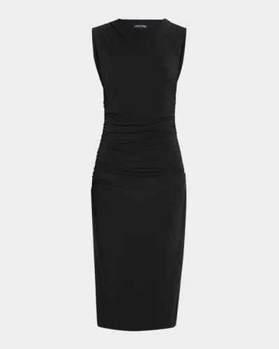 Veronica Beard Baxter Ruched Midi Dress In Black