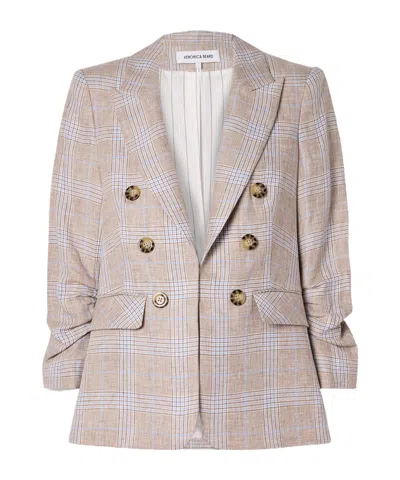 Veronica Beard Beacon Dickey Gathered Checked Blazer In Neutral