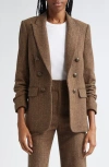 Veronica Beard Beacon Herringbone Dickey Jacket In Camel/ Black