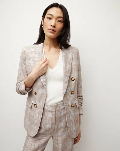 Veronica Beard Beacon Linen Dickey Jacket In Khaki Multi