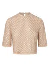 Veronica Beard Beaded Embellished Top In Neutral