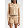 Veronica Beard Beale Contrast Detail Cotton Blend Tweed Jacket In Khaki