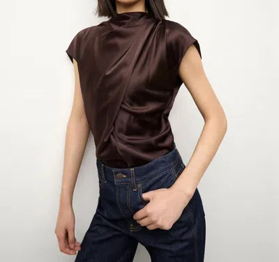 Veronica Beard Beard Leilany Silk Top In Dark Chocolate In Brown