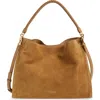 Veronica Beard Beard Vida Suede Shoulder Bag In Brown
