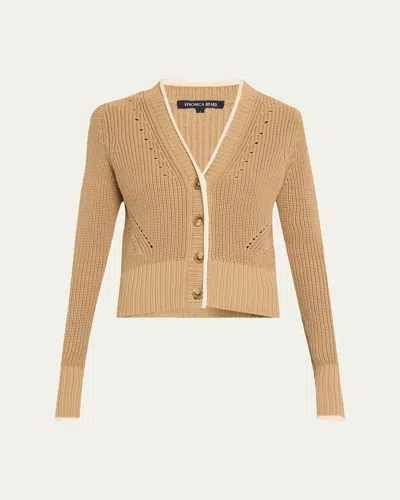 Veronica Beard Beatrice Cardigan In Stone Khaki