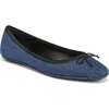 Veronica Beard Beatrix Denim Bow Ballerina Flats In Mountain Blue