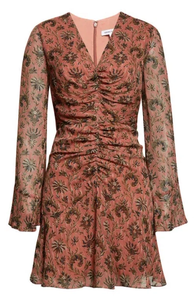 Veronica Beard Beaty Long Sleeve Silk Blend Dress In Animal Print