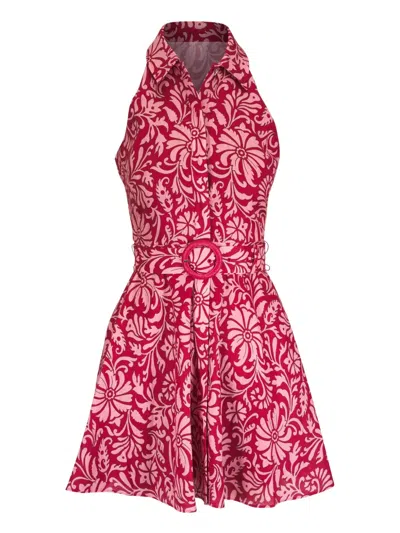 Veronica Beard Beau Floral-print Belted Dress In Multi