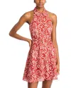 Veronica Beard Beau Floral Sleeveless Linen Shirtdress In Dark Persimmon Multi