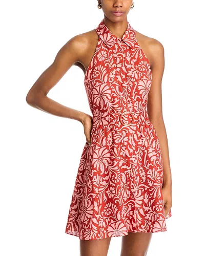 Veronica Beard Beau Floral Sleeveless Linen Shirtdress In Dark Persimmon Multi