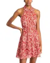 Veronica Beard Beau Floral Print Linen Halter Dress In Dark Persimmon Multi In Red
