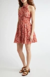 Veronica Beard Beau Floral Sleeveless Linen Shirtdress In Dark Persimmon Multi