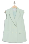Veronica Beard Becca Double-breasted Crepe Vest In Green