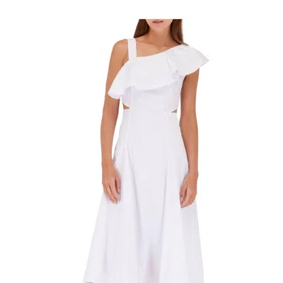 Veronica Beard Beilla One Shoulder Cut Out Flared Midi Dress In White