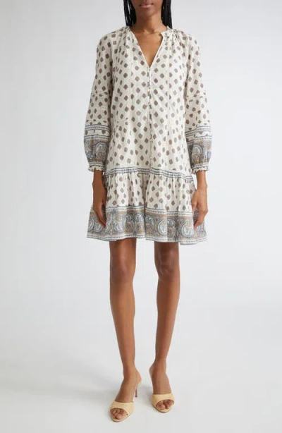 Veronica Beard Belissa Puff Sleeve Cotton Blend Dress In White