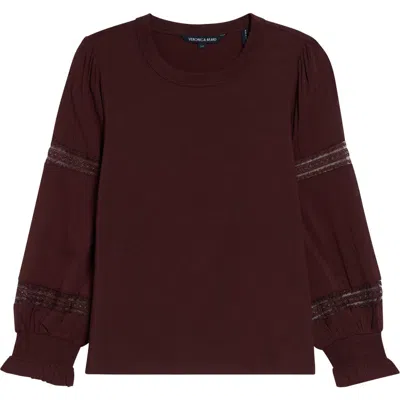 Veronica Beard Bellamie Lace Inset Cotton Top In Brown