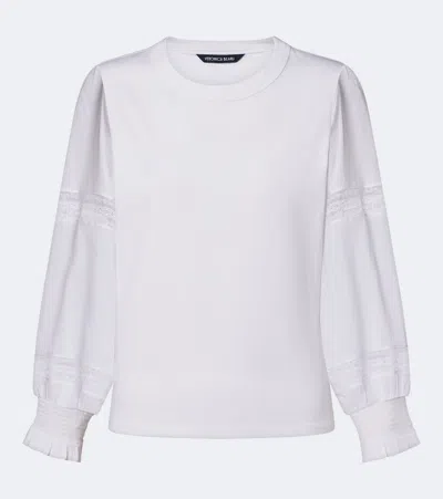 Veronica Beard Bellamie Lace-trimmed Cotton-blend Top In Multi