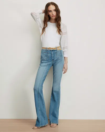 Veronica Beard Bellamie Mixed Media Top In White