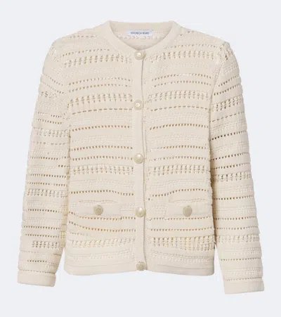 Veronica Beard Bellingham Cotton Cardigan In White