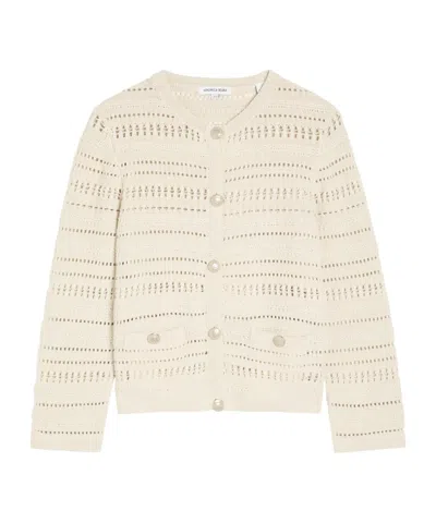 Veronica Beard Bellingham Pointelle-knit Cotton Cardigan In Neutral