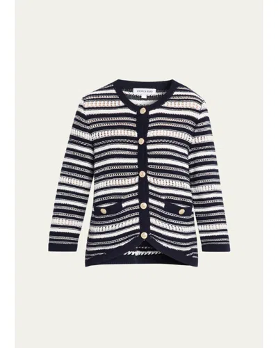 Veronica Beard Bellingham Stripe Knit Cardigan In Multi