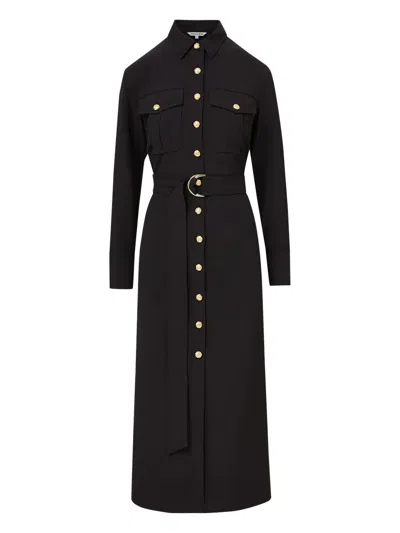 Veronica Beard Belted Button-front Shirt Dress In Black
