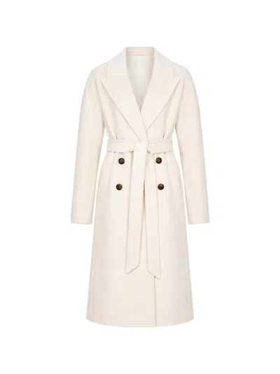 Veronica Beard Belted Double-breasted Coat In Neutral