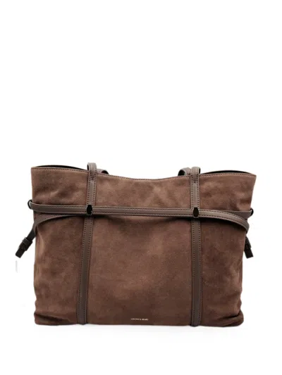 Veronica Beard Belted Suede Shoulder Bag In Brown