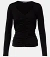 Veronica Beard Benedict Gathered Cotton Jersey T-shirt In Black