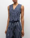 Veronica Beard Bennet Stripe Vest In Navy/white
