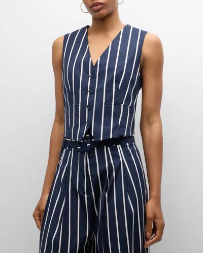 Veronica Beard Bennet Stripe Vest In Navy/white