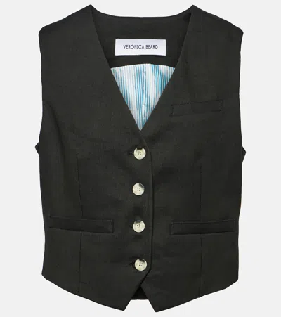 VERONICA BEARD BENNETT LINEN-BLEND TWILL VEST