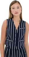 Veronica Beard Bennet Striped Cotton-blend Vest In Navy/white