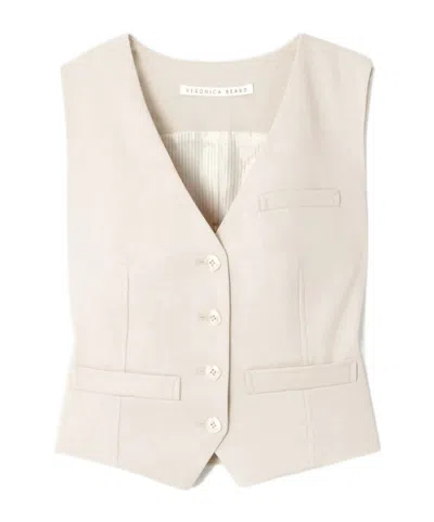 Veronica Beard Bennett V-neck Vest In Neutral