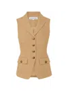Veronica Beard Benny Single-breasted Vest In Brown