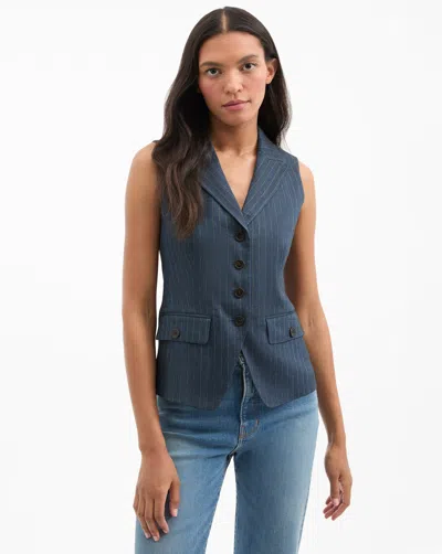 Veronica Beard Benny Pinstripe Vest In Blue