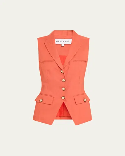 Veronica Beard Benny Tailored Vest In Persimmon