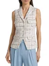 Veronica Beard Benny Tweed Button-front Vest In Off White Multi In Multi