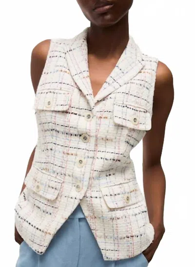 Veronica Beard Benny Vest In Off-white Multi