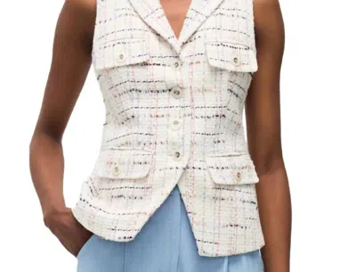 Veronica Beard Benny Vest In White Multi In Gray