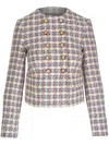 Veronica Beard Bentley Tweed Jacket Ivory Camel In Nude