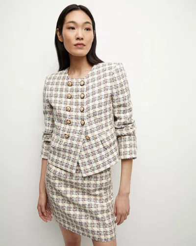 Veronica Beard Bentley Tweed Jacket Ivory Camel In Ivory/camel