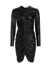 Veronica Beard Bernadette Ruched Faux-leather Mini Dress In Black